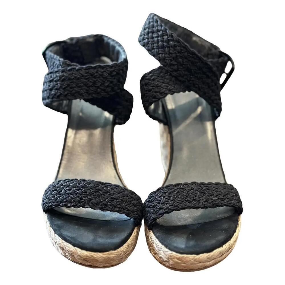 Stuart Weitzman Black Woven Wedges